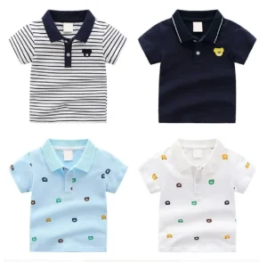 New Fashion Polo T-Shirt for Boys Cartoon Pattern 2-6 Years Summer Kids Tops Baby Polo Kids Shirts