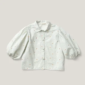 New Fashion Spring Summer Cute Cotton Breathable Shirt Thin Corrugated Edge Lapel Little Girl Blouses Oem Odm