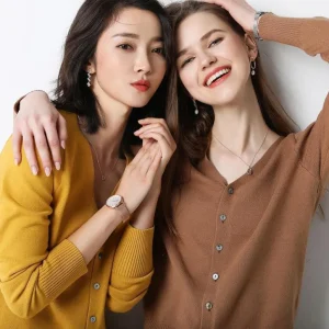 New Fashion Women Girls Knitwear Stand Collar Pullover Blouse Long Sleeve Solid Color Knit Slim Casual Sweater