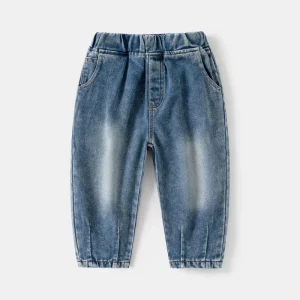 New Fashionable Boys’ Straight Jeans Children’s Casual Loose Pants in Denim for Spring and Autumn Washed Technique