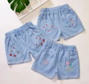 New Girls’ Mid Denim Shorts Casual Solid Trendy Outdoor Eco friendly Children Babies Medium Large Sizes In Stock
