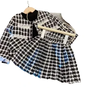 New Girl’s Suit Autumn Baby Plaid Long Sleeve Top Coat Small Fragrance Mini Skirt Two-piece Luxury Design