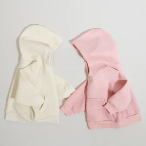 New High Fashion Custom Embroidery Long Sleeve Hooded Cotton and Polyester Children Boys Girls Clothing Tops