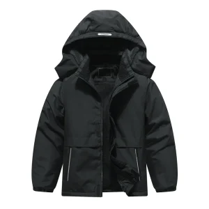 New Hooded Outdoor Style Double Zipper Boys Jacket Children’s Warm Outdoor Ski Windproof Jacket Windbreaker for Boys and Girls