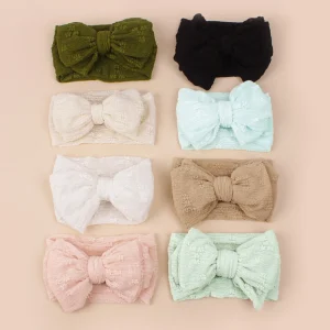New INS Summer Floral Baby Mesh Headband Cross border Double Bow Stretch Headband Baby Kids Hair Accessories