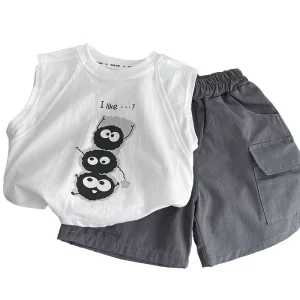 New Korean Trendy Casual Toddler Boys Clothing Sets Boys’ Summer Suit with Handsome T Shirt and Two Piece Set for Baby