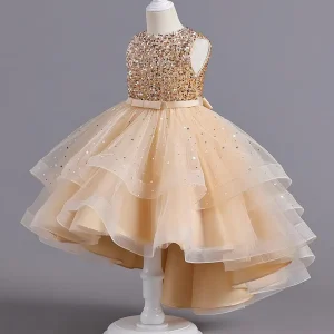 New Model Frock Design Flower Girl Dresses Wedding Kids Tulle Dress Red Ball Gown for Children Girls Kid 2 – 14 Years