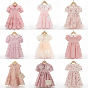 New Pink Girls Dresses Kids Princess Party Dress Children Clothing