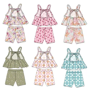 New Product Girl Fashion Back Lace up Shorts Set Summer Casual and Cute Baby Girl Customized Children’s Clothing