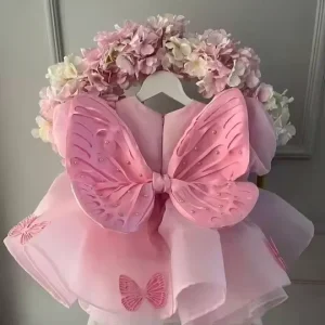 New Sequin Girl Trailing Dress Girl Piano Birthday Costume Flower Girl Dress for Wedding Tutu Dress with Butterfly