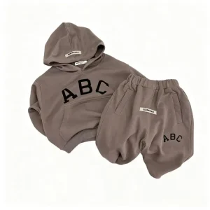 New Spring Children’s Casual Letter Hoodie Sweatshirt and Sweatpants Two Piece Set for Boys Girls Polyester Cotton