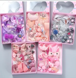 New Style 18 Piece Kids Hair Accessories Set Cute Beautiful Hair Clip Sets Rubber Hairpin