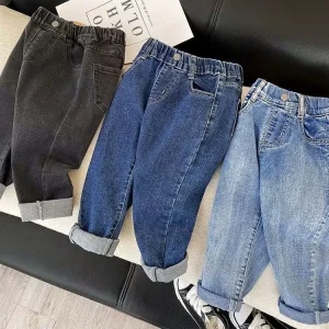 New Style Boys’ Denim Pants Stylish and Stretchable Spring Autumn and Winter Children’s Clothing Boys’ Long Pants