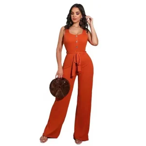 New Style Europe and American Disposition Plus size Sleeveless Solid Color Young Girls Jumpsuit Popular