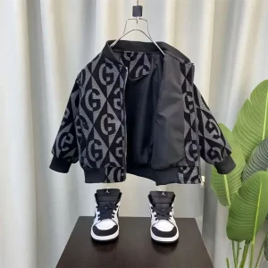 New Style Spring Thin Edition Children’s Casual Western Style Varsity Jacket Zipper Closure Trendy Boys Medium Large Sizes