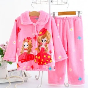 New Style Thickened Autumn and Winter Children’s Flannel Pajamas Girls’ and Boys’ Sets Comfort Big Children’s Home Clothes