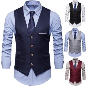 New Suit Vest Man Groomsmen Dress Vest Business Casual Suit Men’s Vest Korean Slim Fit