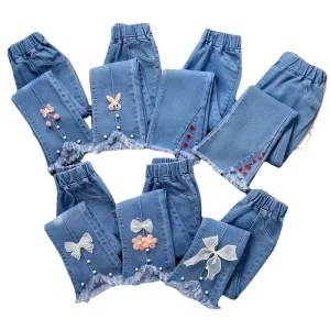 New Summer Boys Girls Children’s Clothing Styles Loose Comfortable Versatile for Middle and Large Kids Trousers Jeans