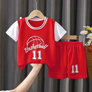 New Summer Children’s Sportswear Boys Sleeveless Baby Basketball Vest Shorts Show Wear