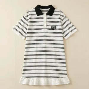 New Summer Girls Dress Stylish Kids Casual Striped Short Sleeve T Shirt Dress