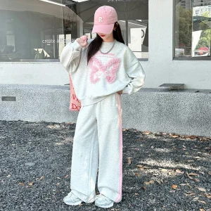 New Sweet Design Children 2pcs Wear Sweatshirt+Pants Autumn Spring Teenage Girls Clothes Sets
