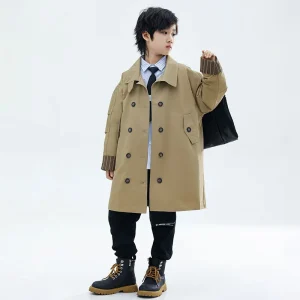 New Three-in-One Stylish Cotton Coat for Boys Long Thick Warm Jacket in Medium Size Fashionable Outerwear for Older Boys