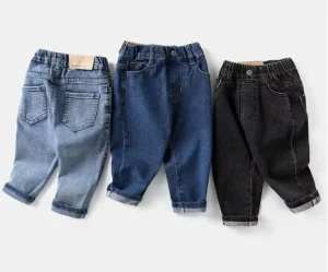 New Toddler Boys Printed Cotton Denim Jeans Spring Autumn Winter Stretch Breathable Eco Friendly Loose Long