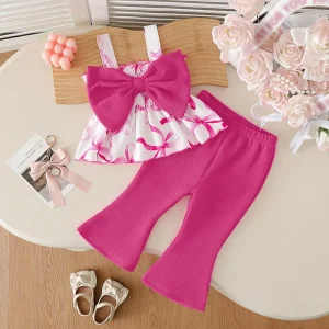 New Trending Bulk Kids Wear Supplier Baby Girl Summer Cute Bow Pants 2pcs Clothing Sets for Newborn