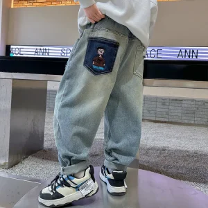 New Trendy Casual Style Boys’ Jeans Pants for Spring Autumn Kids’ Fashion with Loose Fit