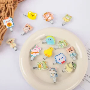 New Trendy Cute Crystal Children’s Hair Clips for Girls Infants & Babies Cartoon Design Inlaid Hair Accessories