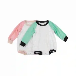 Newborn Baby Color Block Oversized Sweatshirt Bubble Romper Custom Logo Toddler Boys and Girls Crew Neck Jumpsuit