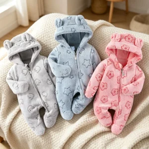 Newborn Baby Winter Warm Rompers Toddler Boys Girls Long Sleeve Thick Jumpsuits Baby Soft Sleepwear Bodysuits