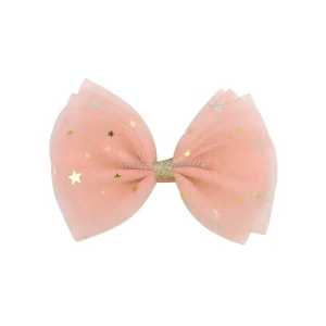 Newest Hair Accessories Kids Hairclips Fashion Elegant Mesh Star Bowknot Babies Hairpins for Girls