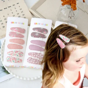 No Slip Baby Hair Clips Floral Plaid Fabric Covered No Damage Cute Handmade Kids Hair Accessories for Girls
