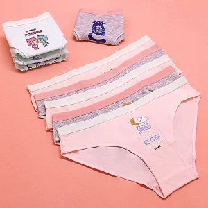 ODM OEM Girls Cartoon Print Briefs Custom Utrla Soft Low Rise Knitted Breathable Seamless Women’s Ladies Cute Panties Underwear