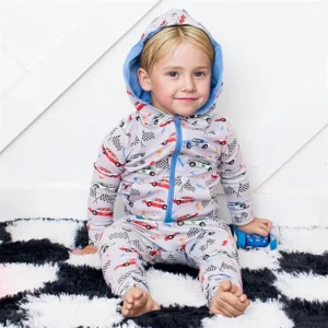 OEKO TEX Bamboo Kids Sweatsuit Set Custom Bamboo French Terry Zip up Hoodies With Pants Boys Daywear Sweatshirt With Zipper