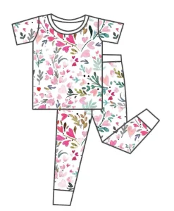 OEM Children Pajama Set Custom Short Sleeve Kids Pjs Sets 95% Bamboo Pajamas Girl