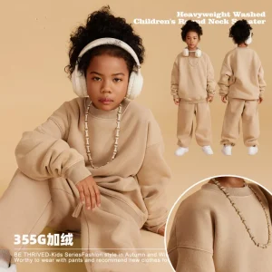 OEM Custom High Quality Heavy Weight Children Solid Color Blank Sports Sweatshirt Kids Boys and Girls Cotton Fleece Hoodie