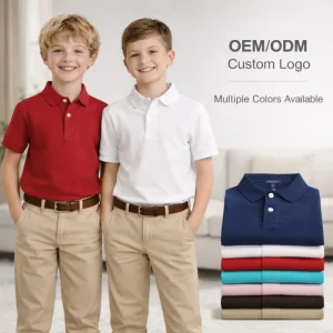 OEM Custom Kids Polo Shirt Cotton Pique Short Sleeve Boys Polo T Shirt Children School Uniform Manufacturer
