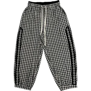 OEM Custom School Uniform Long Pants for Boys Grey Checkered Corduroy Fabric for Students
