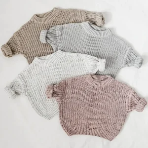 OEM Custom Speckle Cotton Winter Baby Clothes Oversized Chunky Knit Baby Jumper Toddler Clothing Born Kids Boys Girls Sweater