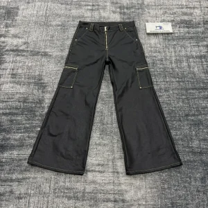 OEM Custom Street Style Heavyweight Men’s Overall Waxing Baggy Flare Jeans With Multiple Zipper Pockets
