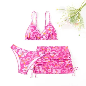 OEM Customizable Girls Swimsuit Swimwear Bikini Solid Colors for Children