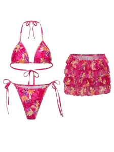 OEM Customizable Girls Swimsuit Swimwear Bikini Solid Colors for Vacation