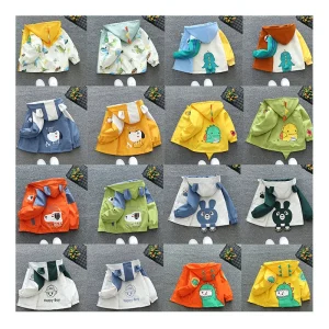 OEM Customization Kids Boys Outdoor Jacket 1 2 3 4 5 6Years Cute Cartoon Hooded Coats Boy Jackets