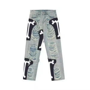 OEM Denim Designer Stylish Boy Heavy Distressed Baggy Denim Jeans Loose Ripped Jeans Men