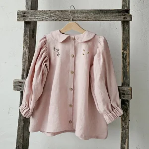 OEM ODM Autumn Kids Girls Clothing Children’s Embroidered Long Sleeve Blouse Infant Clothes