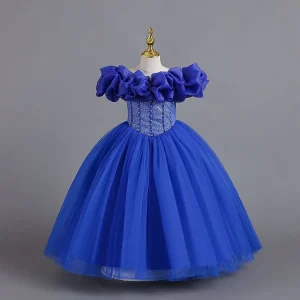 OEM ODM Children’s Dresses One shoulder Puffy Veil Princess Dresses Girls Cospay Wedding Birthday Dresses Clothes for Kids