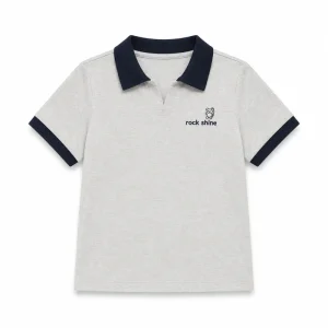OEM ODM Custom Kids Polo Collar T-Shirt Short Sleeve Contrast Collar Cotton Spandex Printed Casual Top for Boys Girls