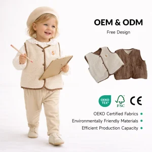 OEM ODM Fall Children’s Jackets Toddler Boys Warm Sleeveless Vest Kids Girls Clothes
